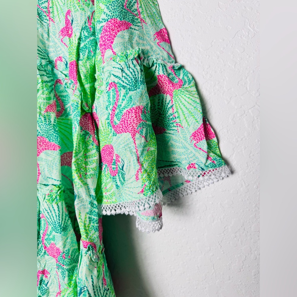 Kenny Flowers The Sunshine State Womens Small Tunic Dress Flamingo Green Pink - Picture 6 of 15